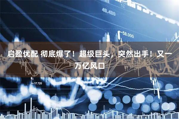 启盈优配 彻底爆了！超级巨头，突然出手！又一万亿风口